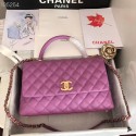 Replica Fashion Chanel original Calfskin flap bag top handle A92292 Purplish&gold-Tone Metal HY6153HM85