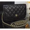 Replica Fashion Chanel WOC mini Flap Bag Black Sheepskin A5373 Gold HY11286yI43