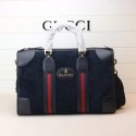 Replica Fashion Gucci Suede duffle bag with Web 459311 Royal Blue HY14183HM85