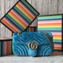 Replica Gucci GG Marmont Chevron Velvet Shoulder Bag 443497 SkyBlue HY7987AP18