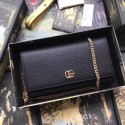 Replica Gucci GG Marmont leather chain wallet 546585 black HY19029Jw87