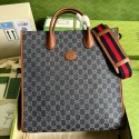 Replica Gucci Medium tote with Interlocking denim G 674155 Blue HY19667AP18