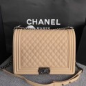 Replica High Quality Boy Chanel Flap Shoulder Bag Apricot Original Cannage Pattern A67087 Silver HY7721Jh90