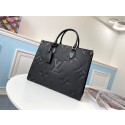 Replica High Quality Louis Vuitton ONTHEGO Original Leather Medium Bag M45040 Black HY21226Jh90