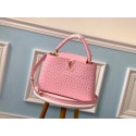 Replica Louis vuitton original Ostrich pattern CAPUCINES PM M53665 Eau de Rose HY8968Ix66