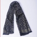 Replica Louis Vuitton Scarves Cotton WJLV092 Black&Gold HY13082Xe44