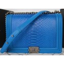 Replica Top Boy Chanel Flap Shoulder Bag Blue Python Leather A67087 Silver HY7637Cq58