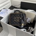 Replica Top Chanel Lambskin Crystal Calfskin & Gold-Tone Metal Cosmetic Bag 8818 black HY16004Vx24