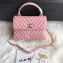 Top Chanel CC original lambskin top handle flap bag A92236V pink Gold Buckle HY24481yq38