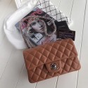 Top Chanel mini Classic Flap Bag Brown Original Sheepskin Leather A1116 Silver HY9971eo14