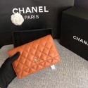 Top Chanel WOC Flap Bag Orange Original Sheepskin Leather 33814 Silver HY23841eo14