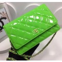 Top Chanel WOC mini Flap Bag Patent Leather A33814P Green HY2252lE56