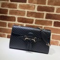 Top Gucci GG Leather Shoulder Bag 449635 black HY22692lE56