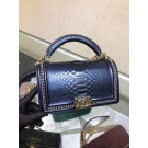 AAA 1:1 BOY CHANEL Flap Bag with Handle Python & Ruthenium-Finish Metal A94804 blue HY4837vi59