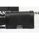AAA 1:1 Boy Chanel Flap Shoulder Bag Herringbone Stitching A92493 Black HY5147yF79