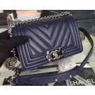 AAA 1:1 Boy Chanel mini Flap Bag Original Chevron Nubuck Leather A5707 Royal HY17192yF79