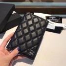 AAA 1:1 Chanel Calfskin Leather & Silver-Tone Metal Wallet A80385 Black HY16097yF79