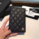 AAA Chanel Calfskin Leather & Gold-Tone Metal Wallet A80385 Black HY19664zK34