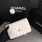 AAA Chanel WOC Flap Bag White Original Sheepskin Leather 33814 Silver HY319zK34