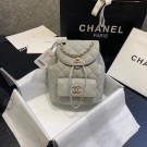 AAAAA Imitation Chanel backpack Grained Calfskin & Gold-Tone Metal AS1371 Gray HY11252Sy67