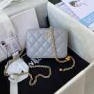 Fake Chanel Lambskin camera bag AS2463 light gray HY18764Sq37