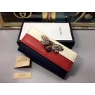 Gucci Queen Margaret Leather Continental Wallet 476064 White&Red&Black HY20079Yv36