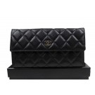 Knockoff Chanel Matelasse Tri-Fold Wallet Original Cannage Pattern Leater CHA48983 Black HY18362iV87