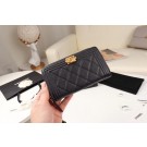 Luxury Chanel Calfskin Leather & Gold-Tone Metal Wallet A80566 black HY18032QT69