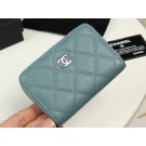 Replica Designer Chanel classic card holder Grained Calfskin & silver-Tone Metal A69271 light Blue HY17916Bb80