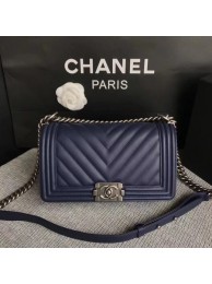 AAA 1:1 Boy Chanel Flap Bag Original Chevron Leather A67086V Blue HY23087vi59