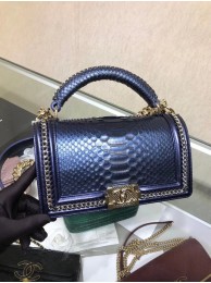AAA 1:1 BOY CHANEL Flap Bag with Handle Python & Ruthenium-Finish Metal A94804 blue HY4837vi59