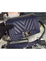 AAA 1:1 Boy Chanel mini Flap Bag Original Chevron Nubuck Leather A5707 Royal HY17192yF79