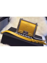 AAA 1:1 Chanel Boy Flap Shoulder Bag Python Leather A66094 Yellow HY15422vi59