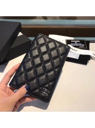 AAA 1:1 Chanel Calfskin Leather & Silver-Tone Metal Wallet A80385 Black HY16097yF79