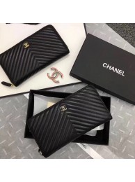 AAA 1:1 Chanel Chevron Sheepskin Leather Zippy Wallet Black A50498 Silver HY3377vi59