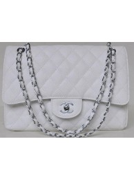 AAA 1:1 Chanel Jumbo Quilted Classic Flap Bag White Cannage Patterns A58600 Silver HY17977vi59