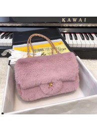 AAA 1:1 Chanel mini flap bag Rabbit hair 1116 pink HY4472vi59