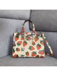 AAA 1:1 Gucci Zumi Strawberry print small top handle bag 569712 HY12082yF79