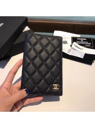 AAA Chanel Calfskin Leather & Gold-Tone Metal Wallet A80385 Black HY19664zK34