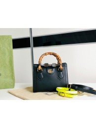 AAA Gucci Diana GG Bamboo Top Handle Original Leather Mini Bag 655661 Black HY16014zK34