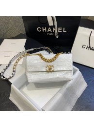 AAA Replica CHANEL 19 Flap Bag Crocodile Leather AS1160 white HY8912cf50
