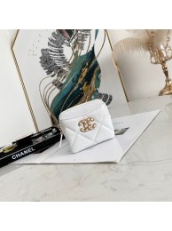 AAA Replica Chanel 19 Zip Card bag 82086 white HY24023VB75