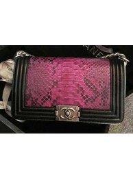 AAA Replica Chanel Boy Flap Shoulder Bag Rose Python Leather A66095 Silver HY5992cf50