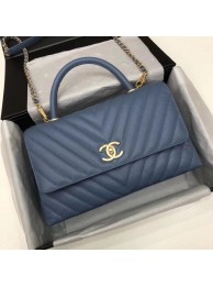 AAA Replica Chanel Flap Bag with Top Handle A92991 blue HY22928VB75