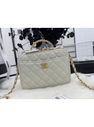 AAA Replica CHANEL HANDBAG Grained Calfskin&Gold-Tone Metal AP3222 white HY24388VB75