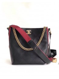 AAA Replica Chanel Hobo Handbag Calfskin Grosgrain & Gold Tone Metal A57576 black HY17307cf50