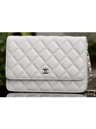 AAA Replica Chanel mini Flap Bag White Sheepskin Leather A33814 Silver HY22810Oy84