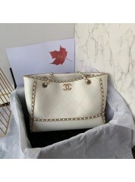 AAA Replica Chanel Original Leather Shopping Bag AS8018 white HY17818VB75