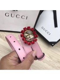 AAA Replica Gucci 2CM Leather Belt 414521 Pink HY16358VB75