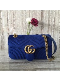 AAA Replica Gucci 443497 GG Marmont Chevron Velvet Shoulder Bag Blue HY9277cf50